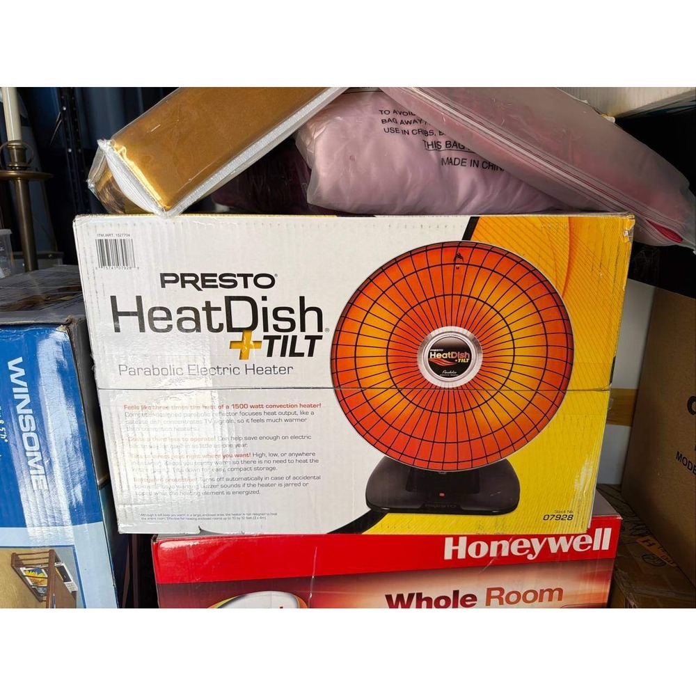 Presto HeatDish Plus Tilt Parabolic Electric Heater 07928 Black New